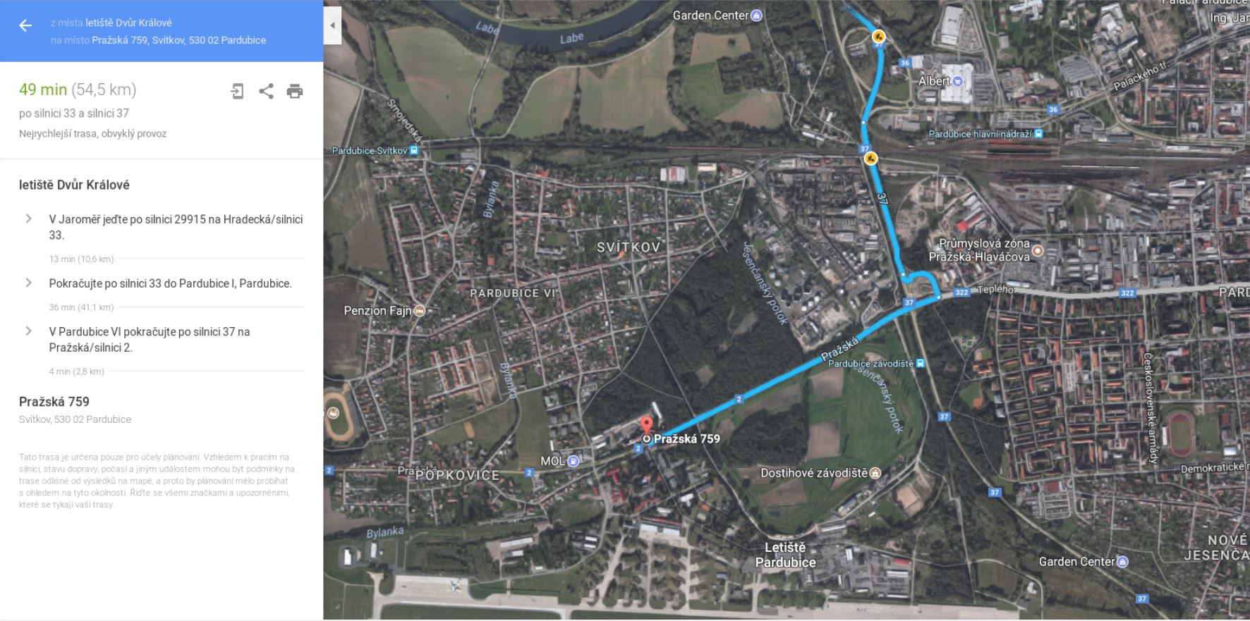 Mapka CLV Pardubice